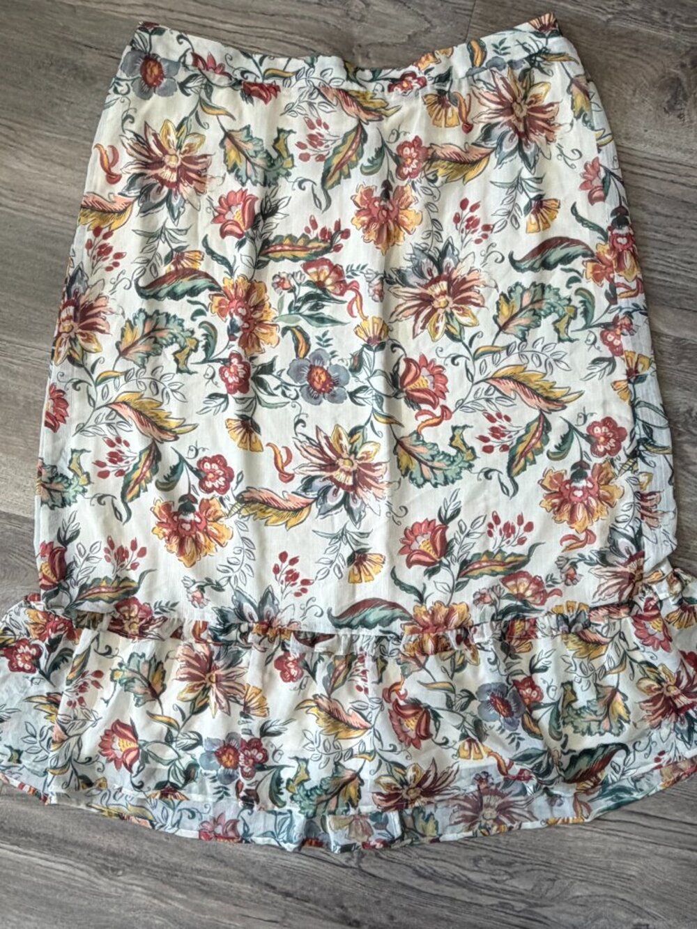 CJ Banks Cream Floral Print Midi Skirt Size 1X
